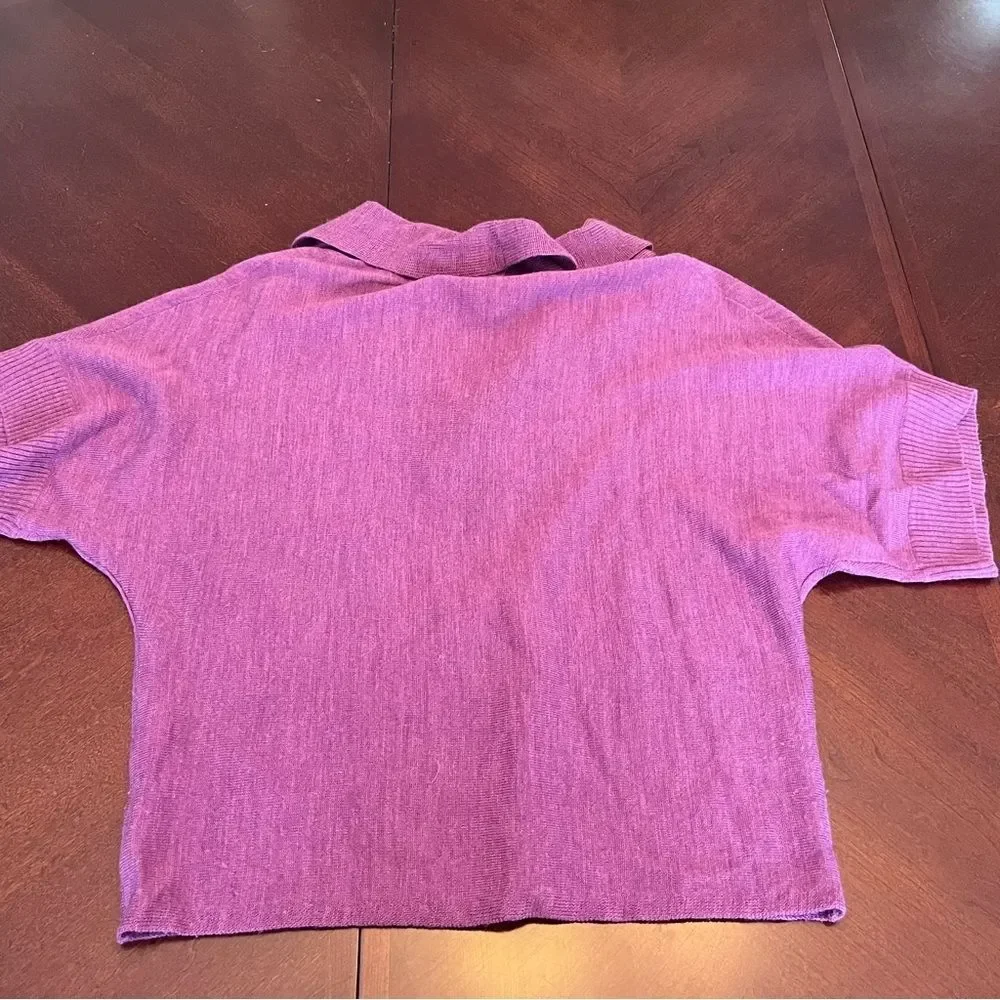 Coldwater Creek Sweater Womens Small / 8 Merino Wool Short Sleeve Shawl Collar
